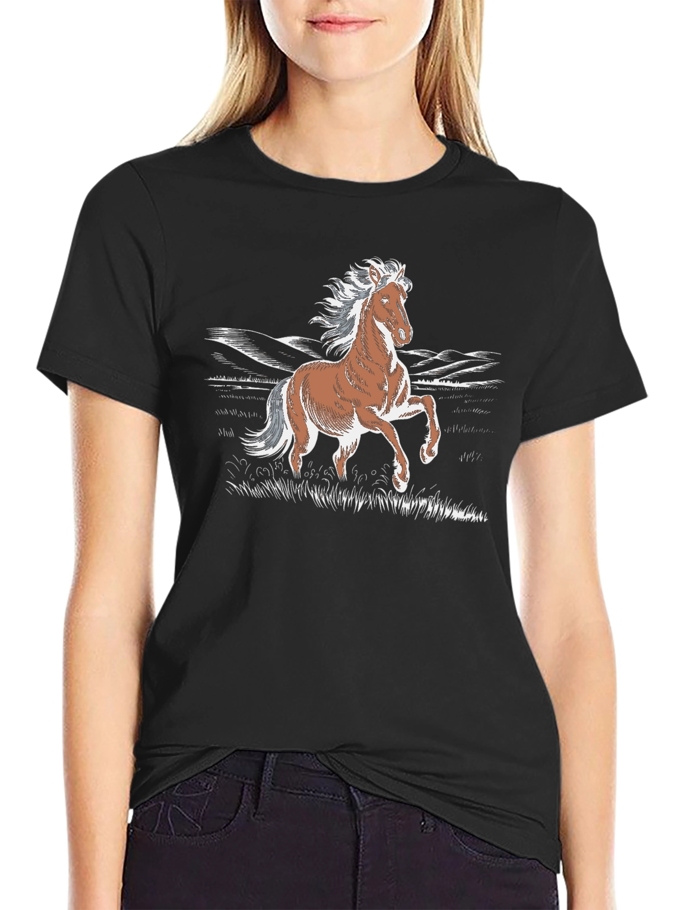 Horse Graphic T-Shirt - Stylish Animal Print Tee