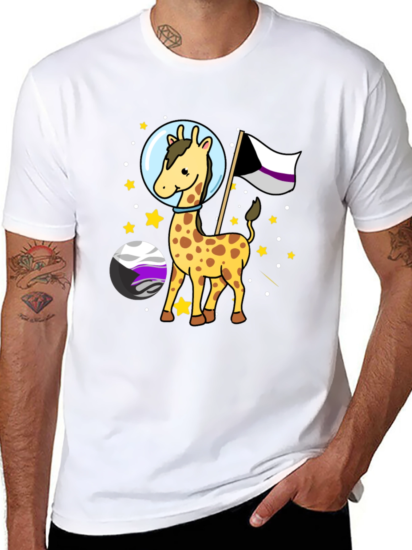 Asexual Giraffe Astronaut T-Shirt - LGBTQIA+ Pride