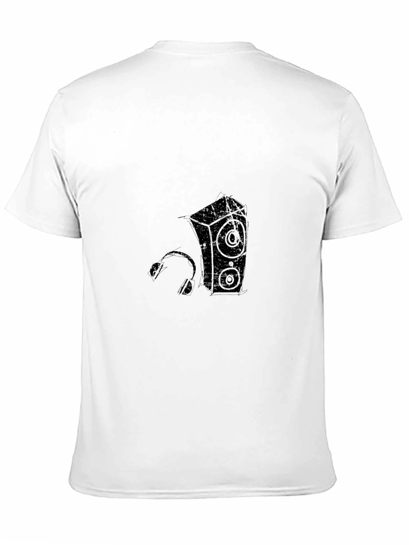 Cool Black T-Shirt with Speaker and Headphone Graphic