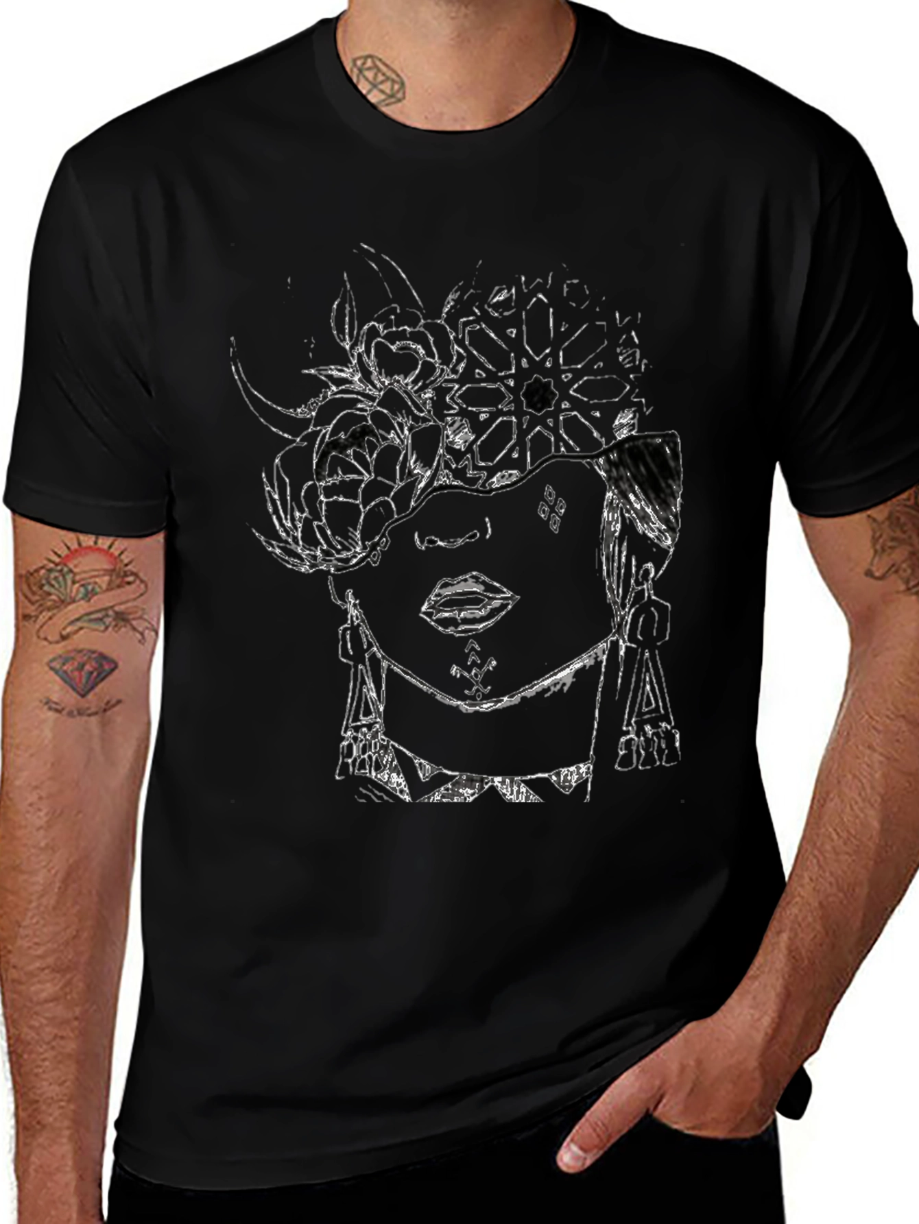 Abstract Face Graphic T-Shirt - Modern Art Tee