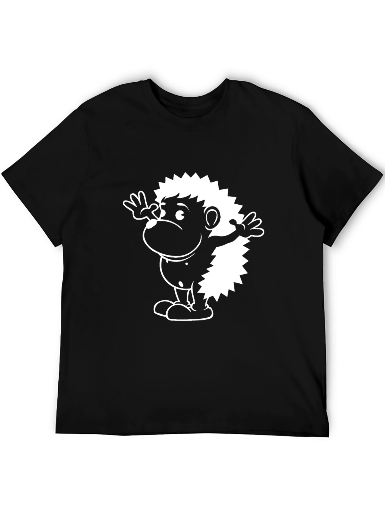 Cartoon Hedgehog Graphic Black T-Shirt