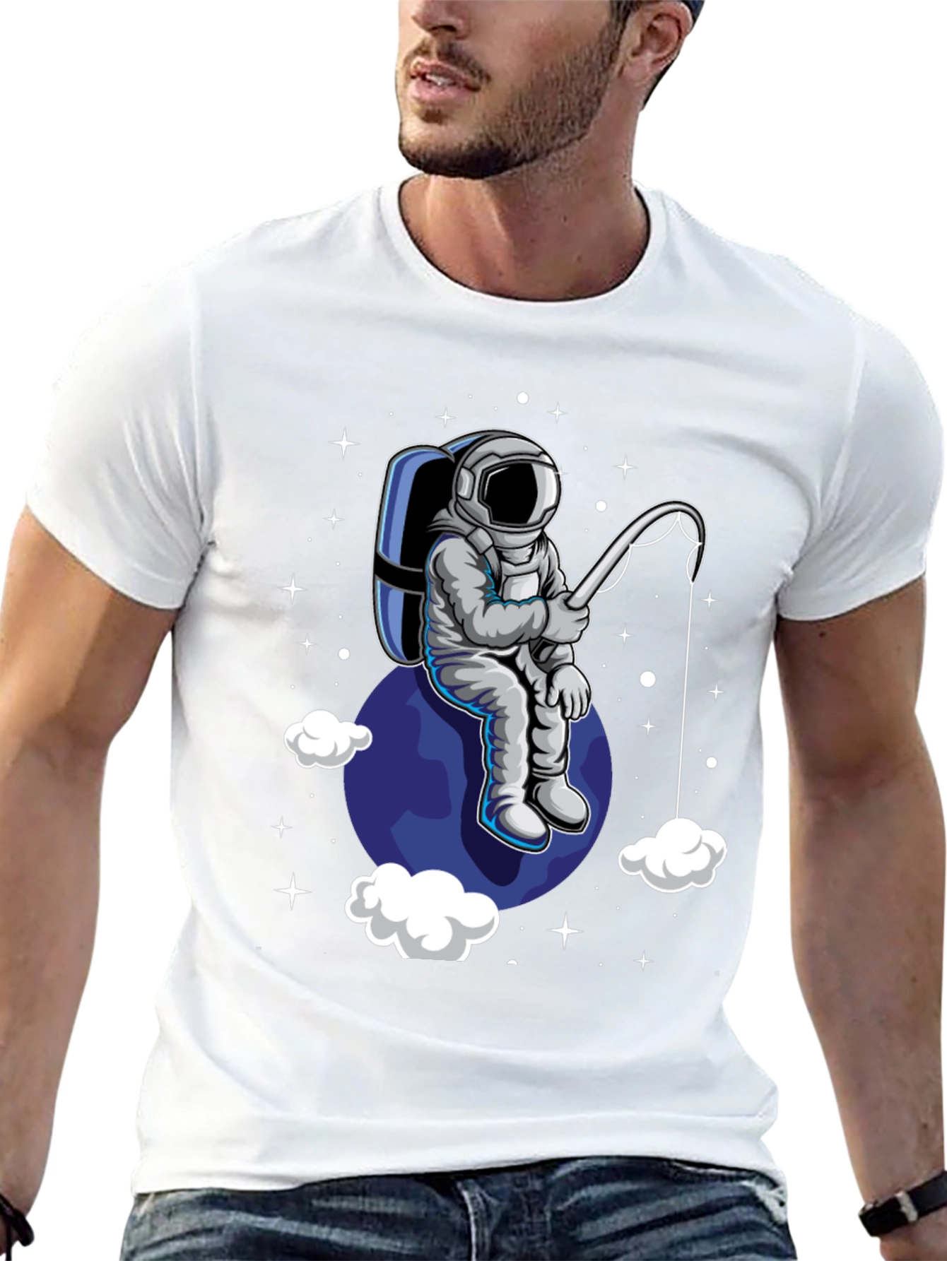 Astronaut Fishing T-Shirt - Space Adventure Tee