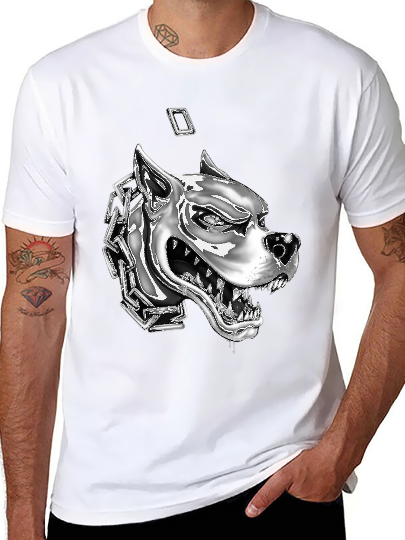 Dog Head Chain T-Shirt - Graphic Tee