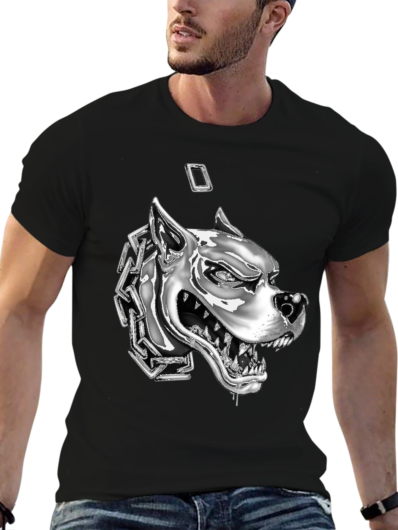 Dog Head Chain T-Shirt - Graphic Tee