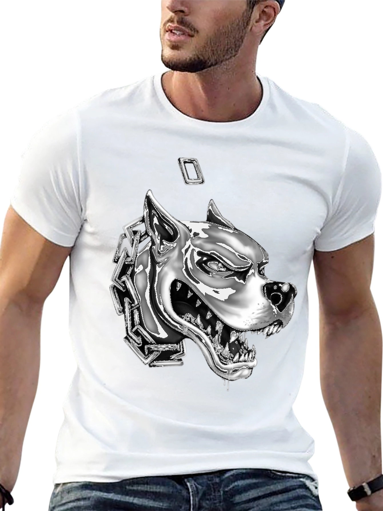 Dog Head Chain T-Shirt - Graphic Tee