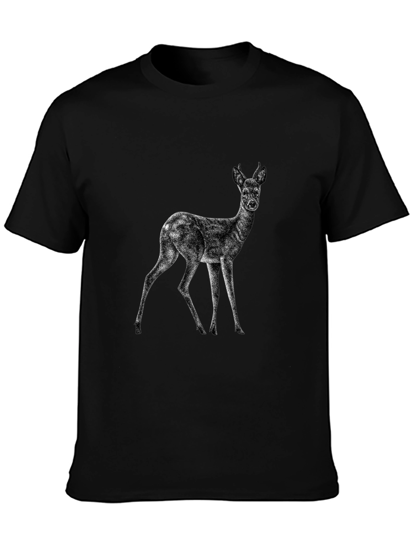 Deer Graphic Print Black T-Shirt
