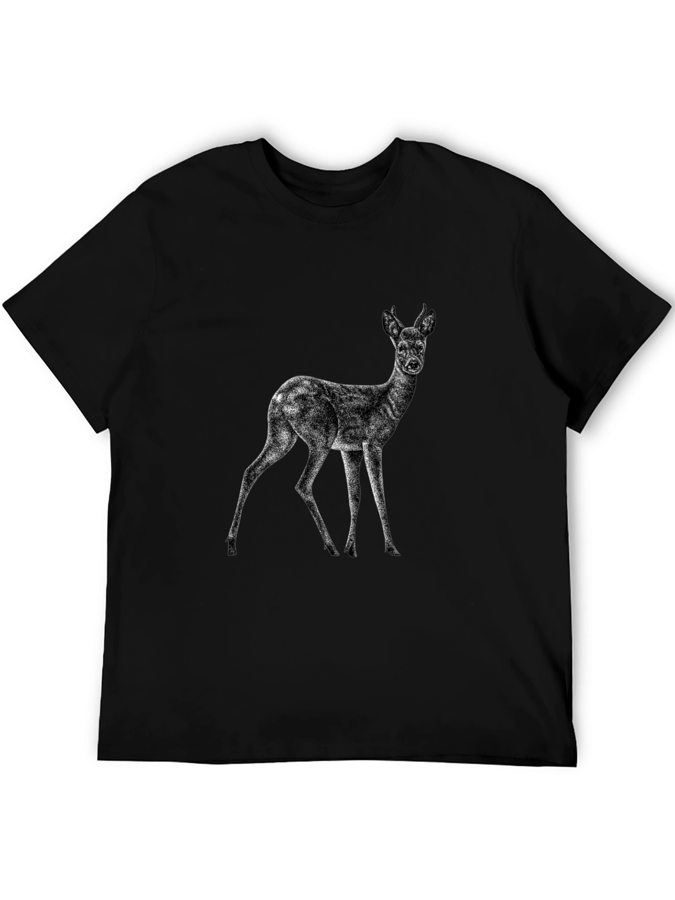 Deer Graphic Print Black T-Shirt