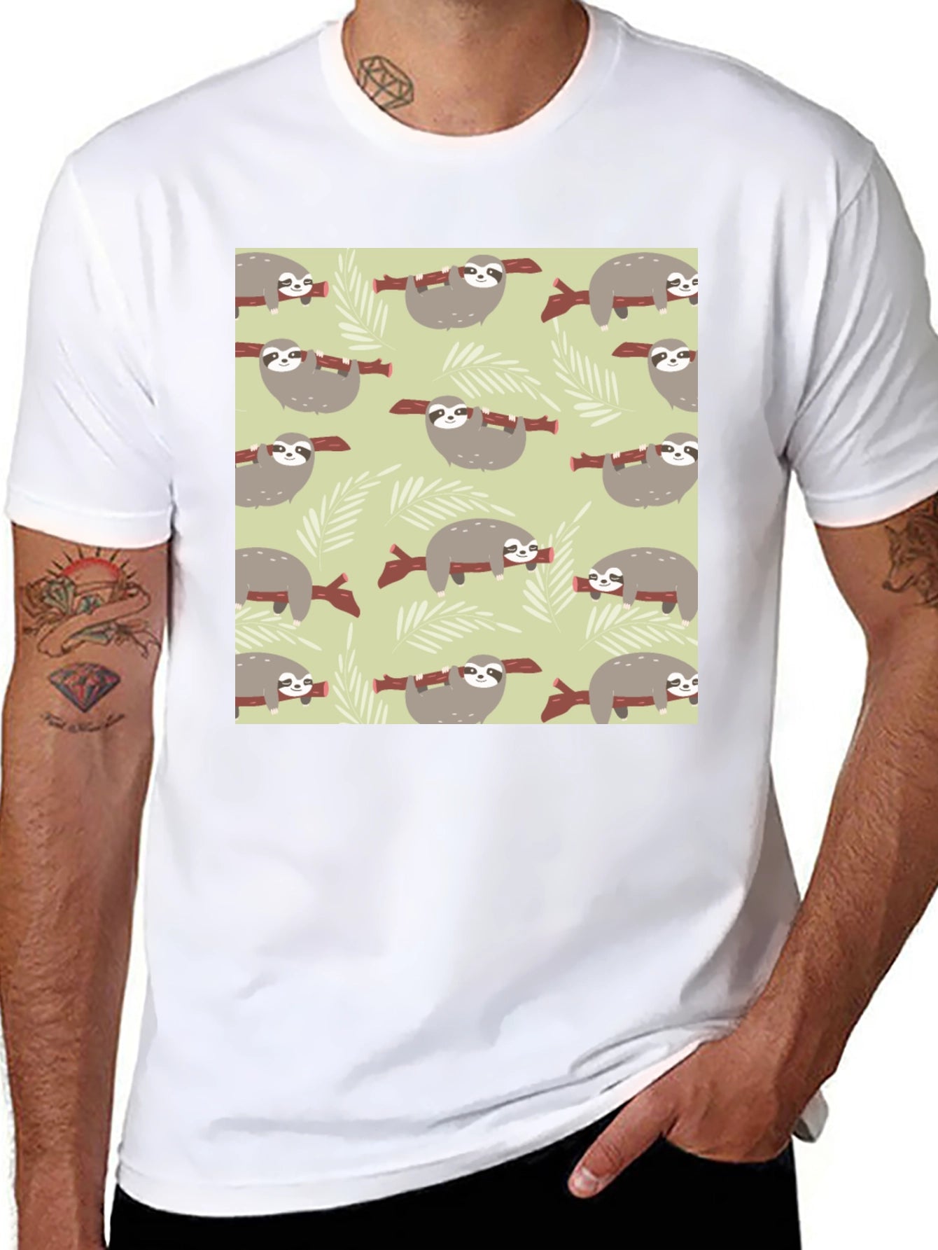 Sloth Pattern Tee - Comfortable Everyday Wear