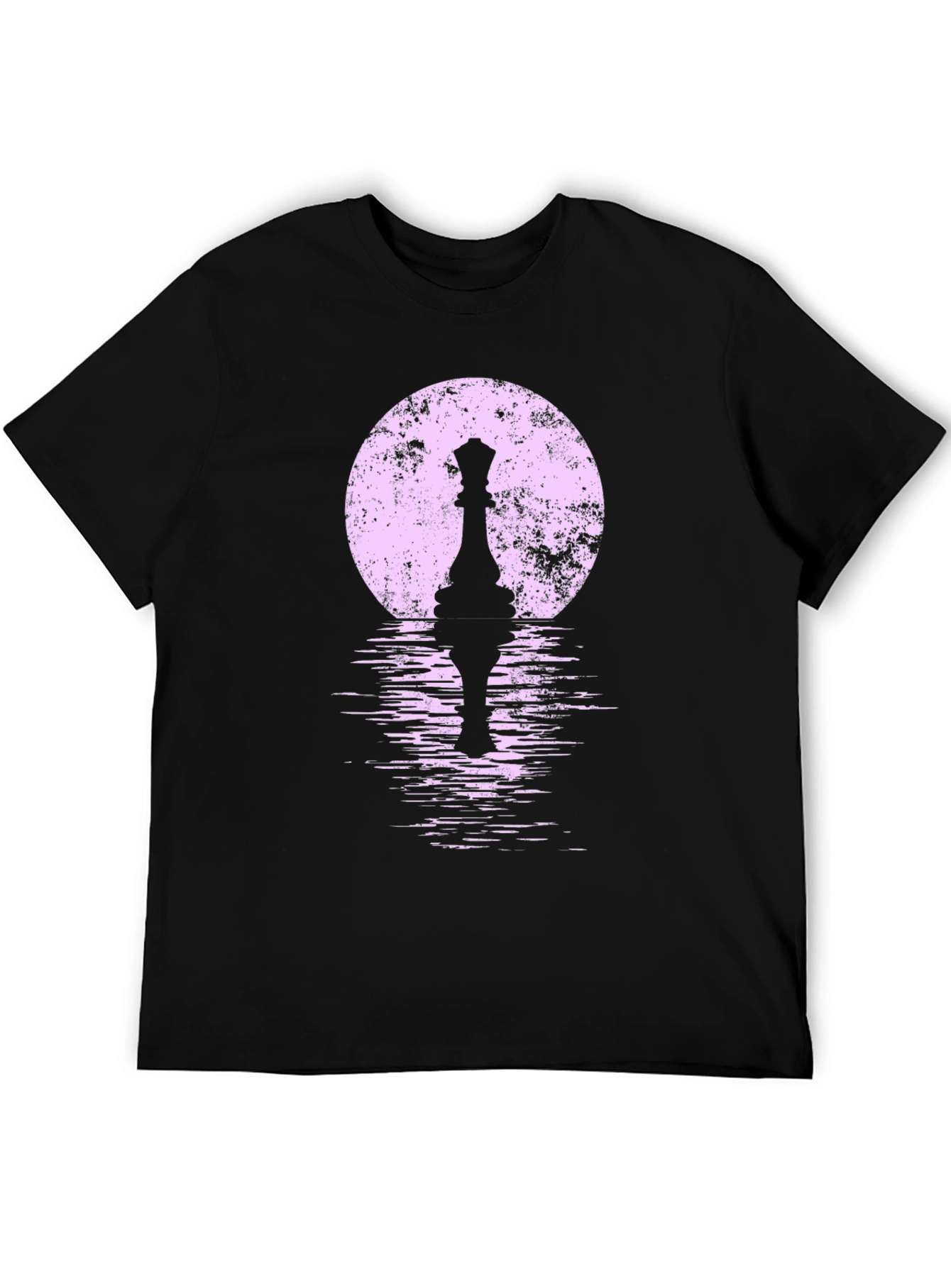 Chess Queen Moon Graphic T-Shirt - Black
