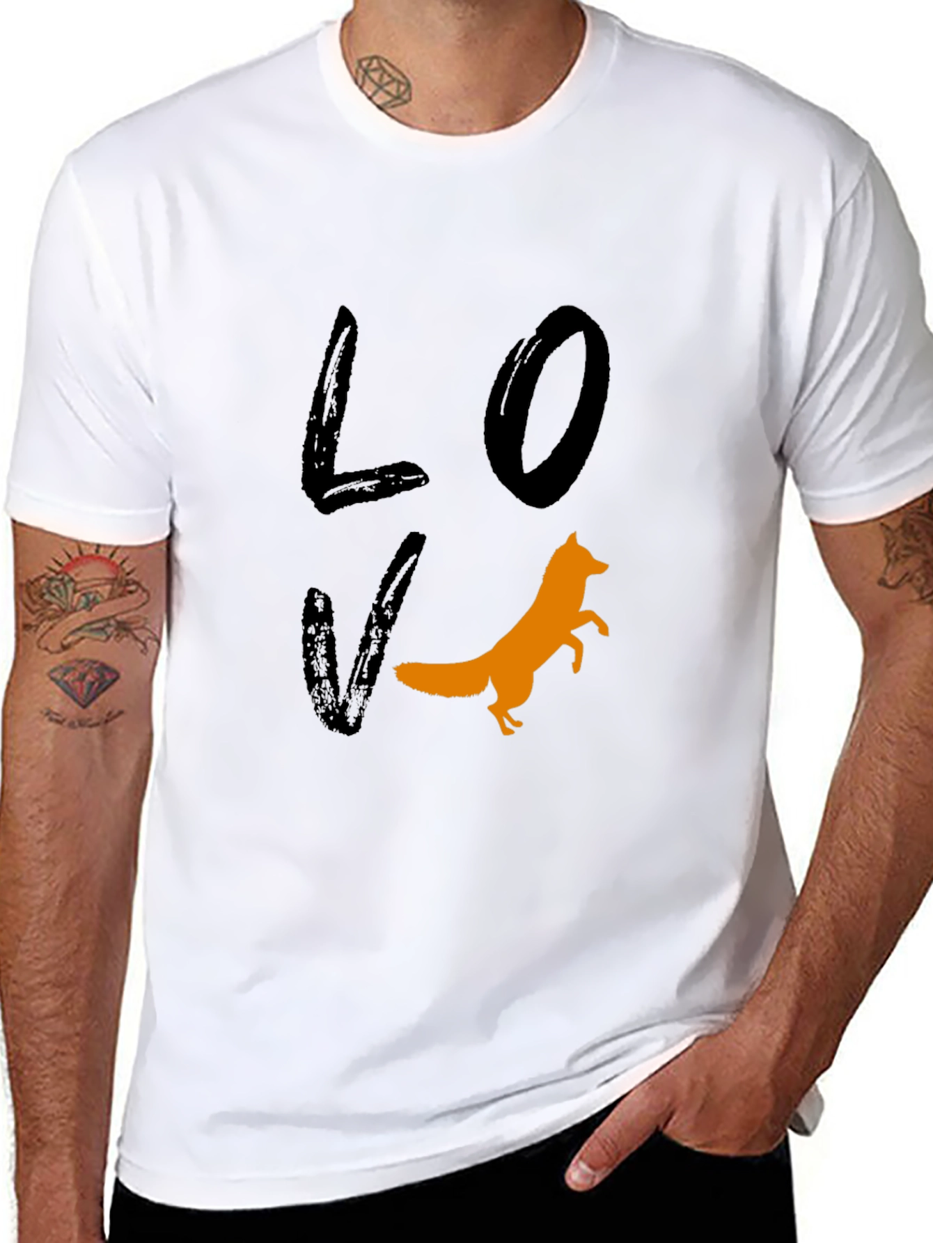 Love Fox Graphic Print T-Shirt - Mens
