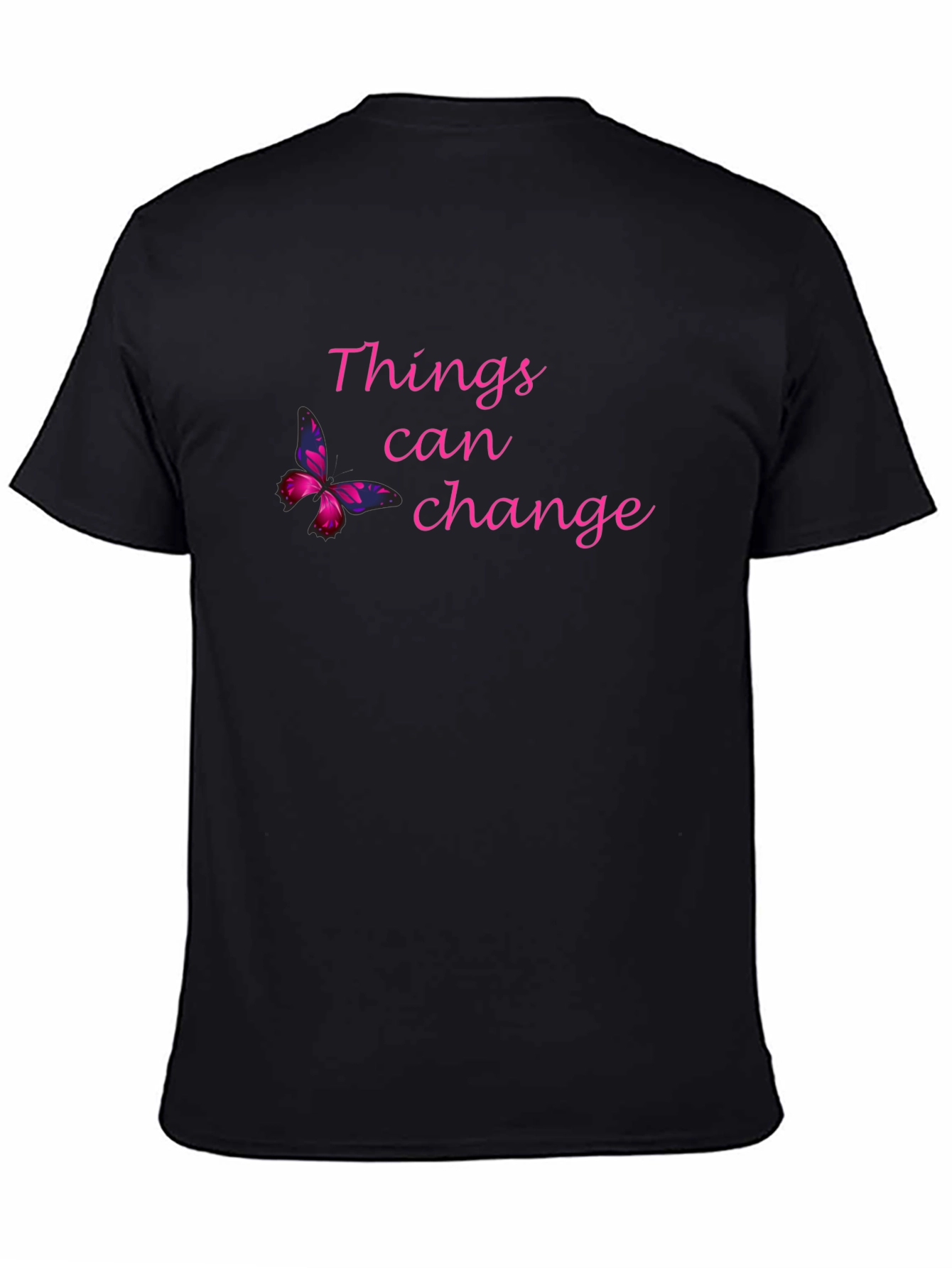 Things Can Change Black T-Shirt with Butterfly
