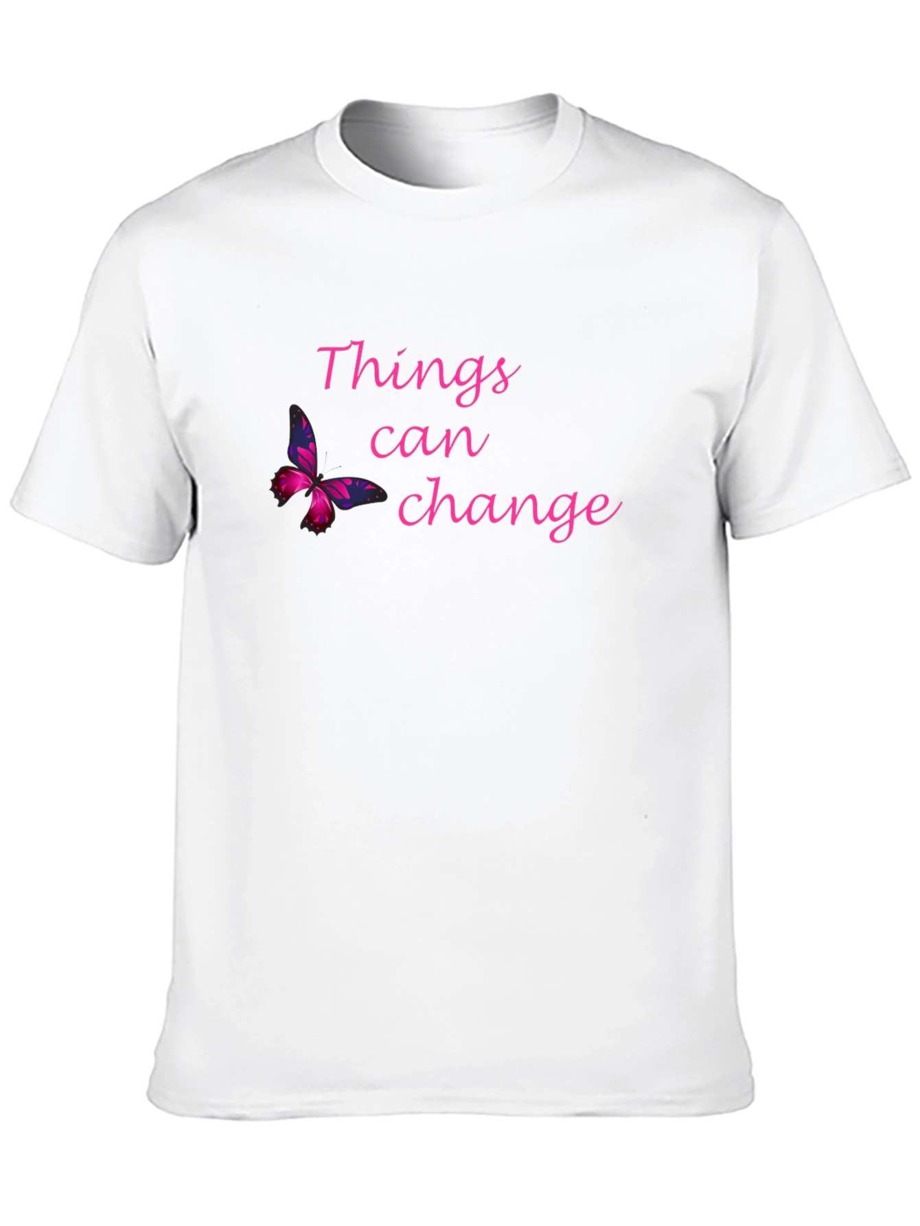 Things Can Change Black T-Shirt with Butterfly