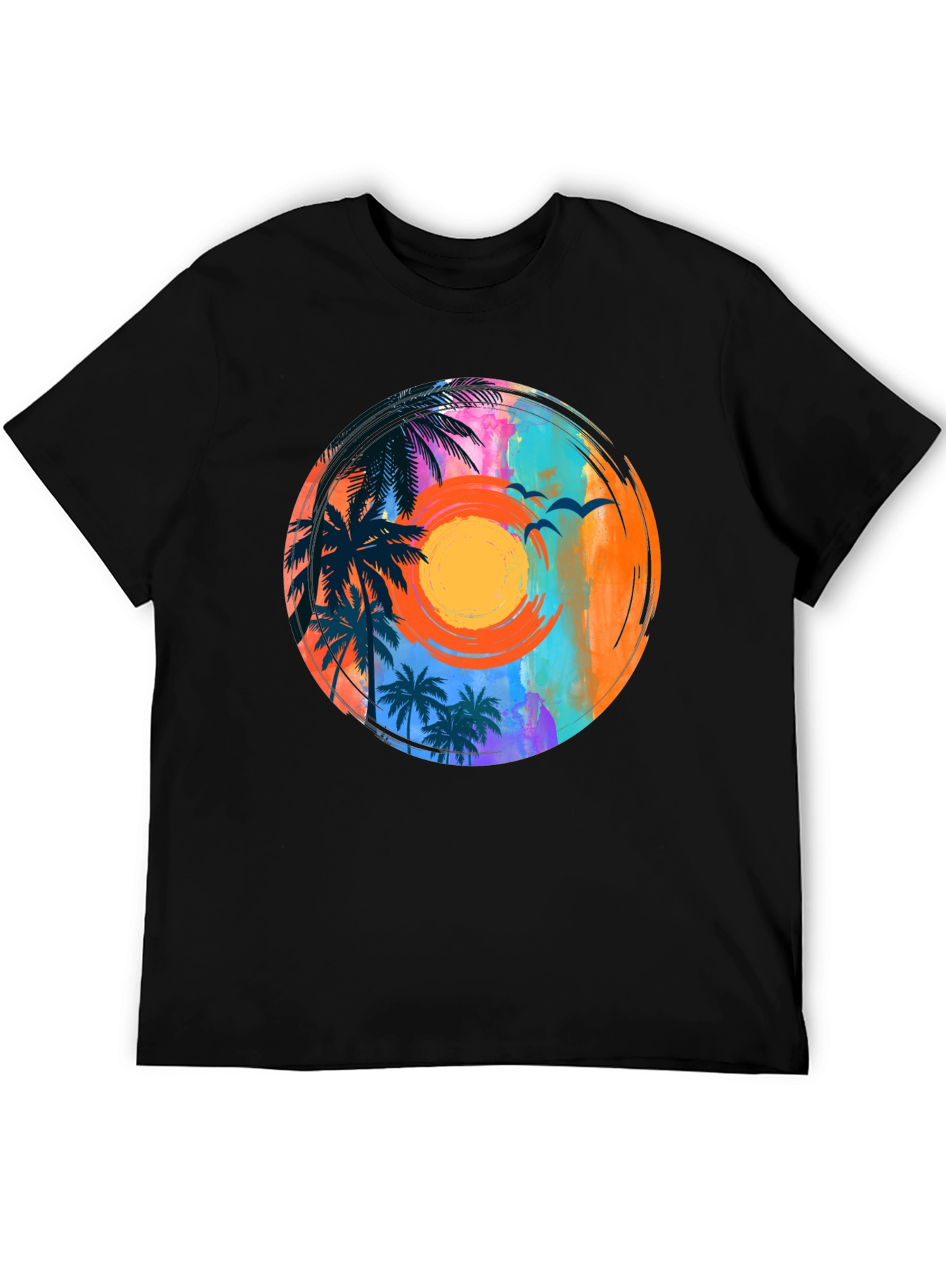 Sunset Palm Tee: Tropical Vibe Graphic T-Shirt
