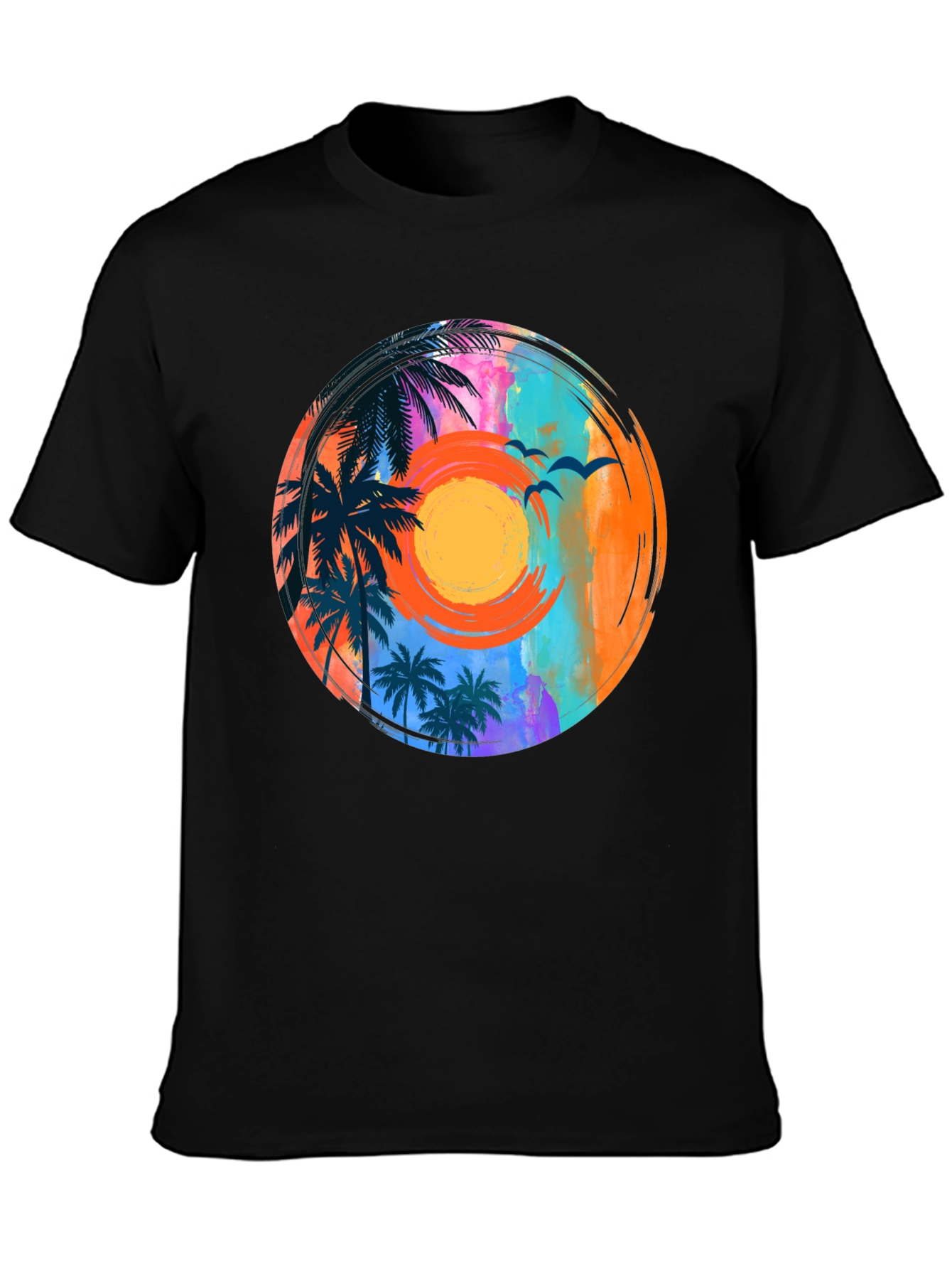 Sunset Palm Tee: Tropical Vibe Graphic T-Shirt