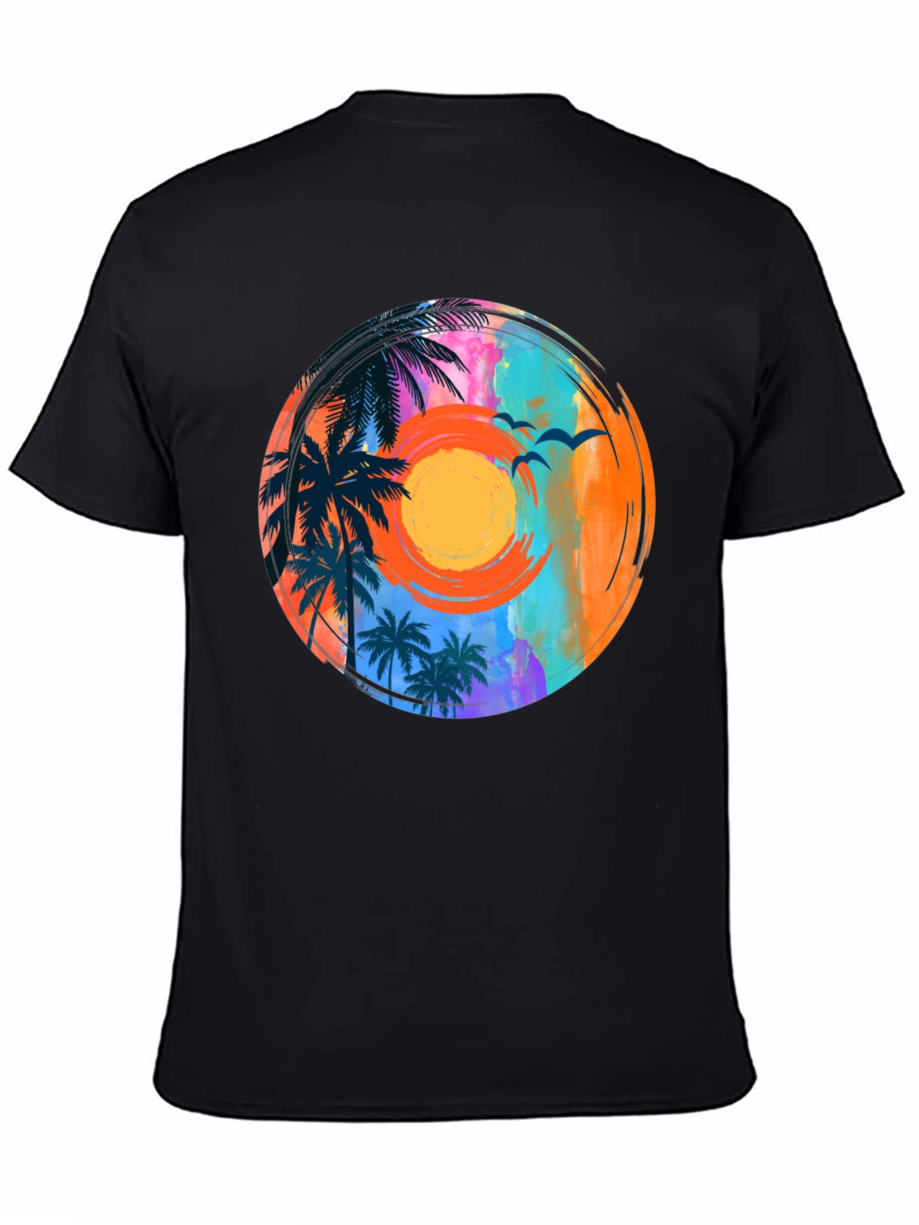 Sunset Palm Tee: Tropical Vibe Graphic T-Shirt