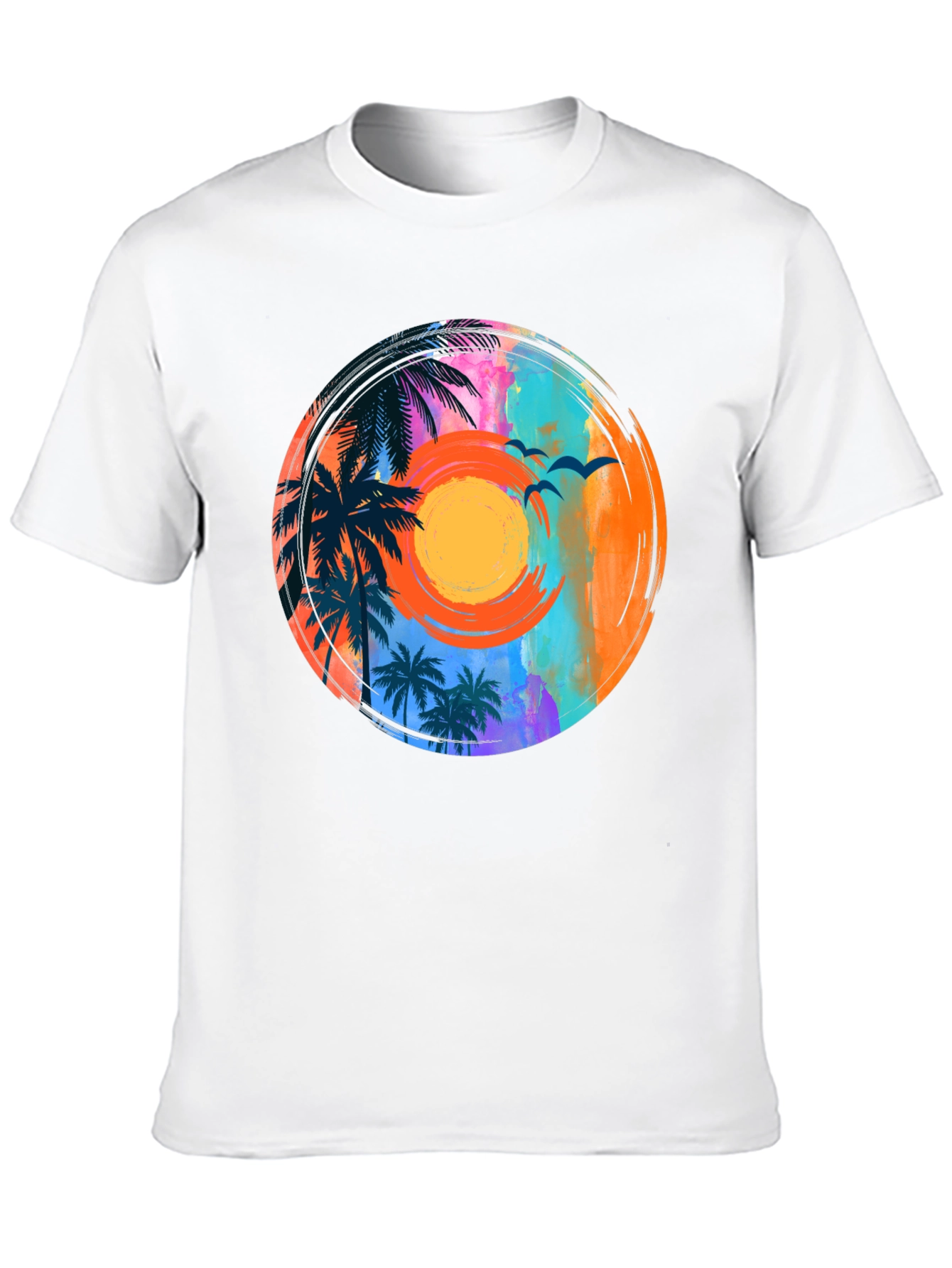 Sunset Palm Tee: Tropical Vibe Graphic T-Shirt
