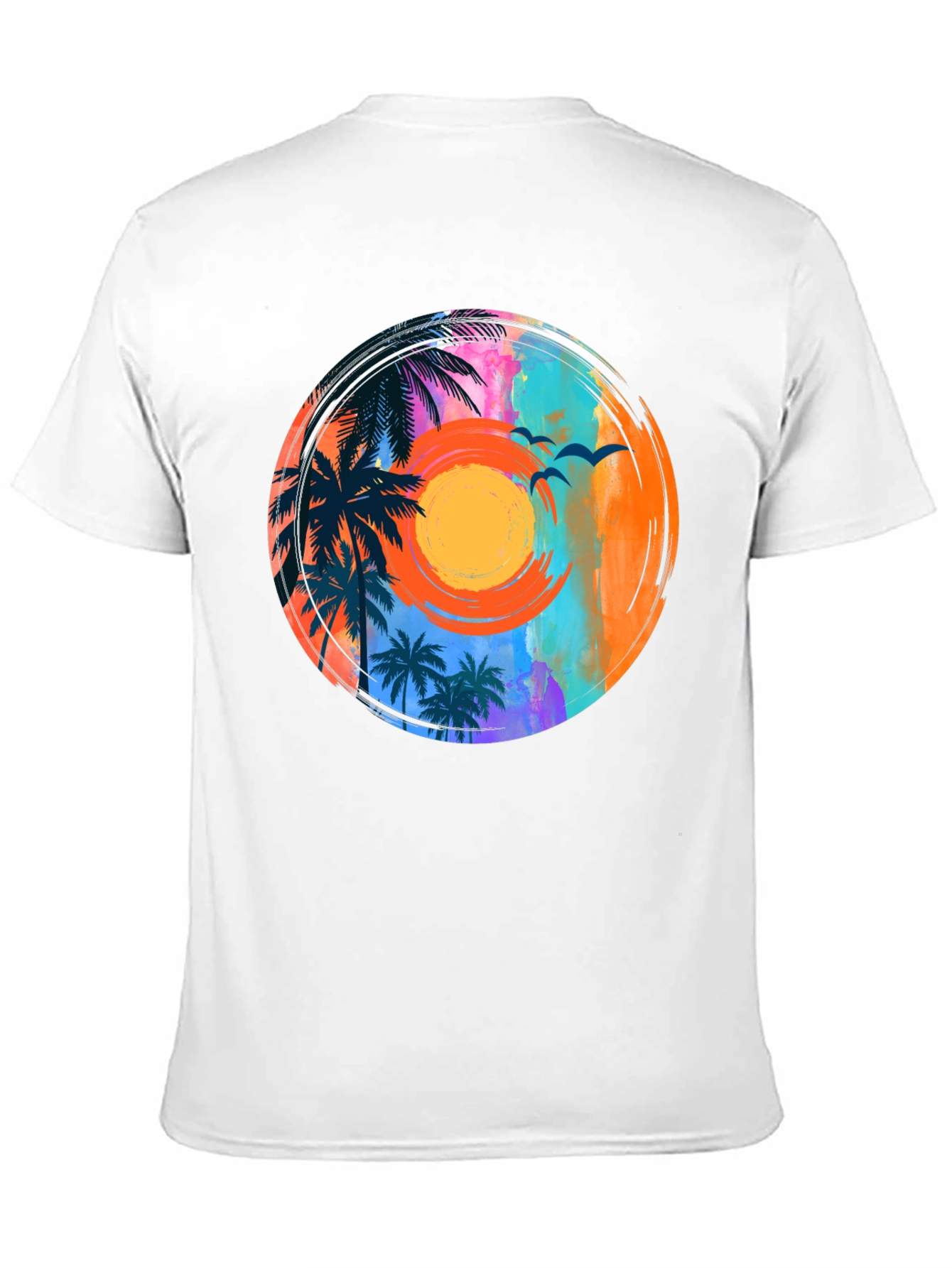 Sunset Palm Tee: Tropical Vibe Graphic T-Shirt