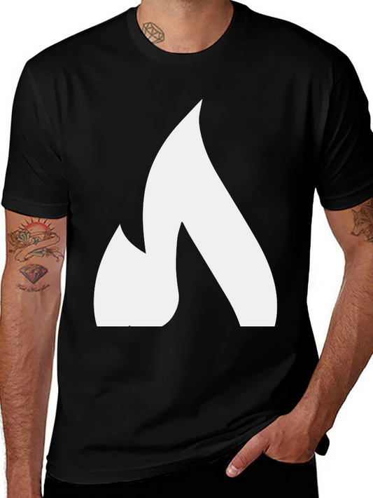 Bold White Flame Graphic Black T-Shirt