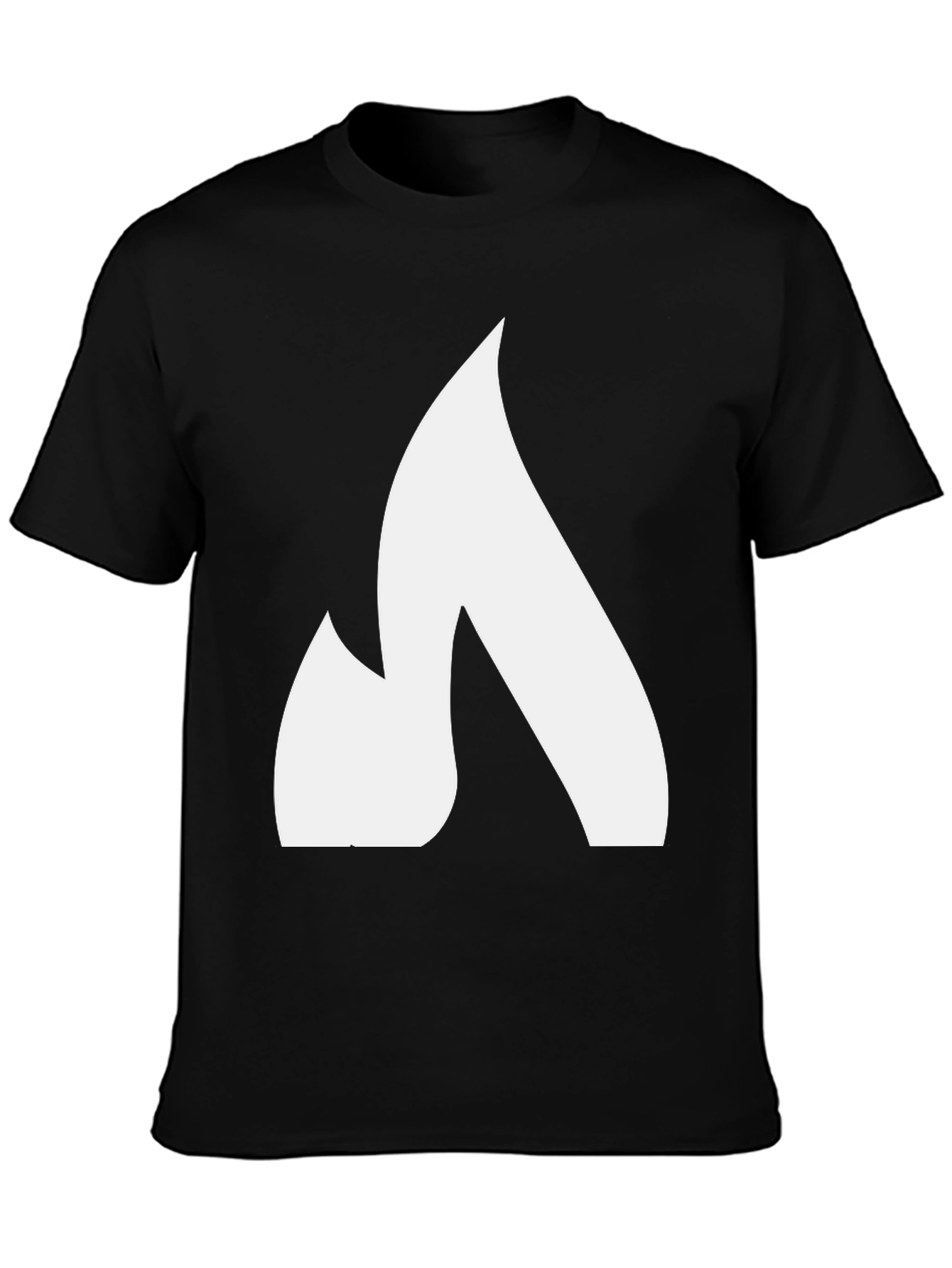 Bold White Flame Graphic Black T-Shirt