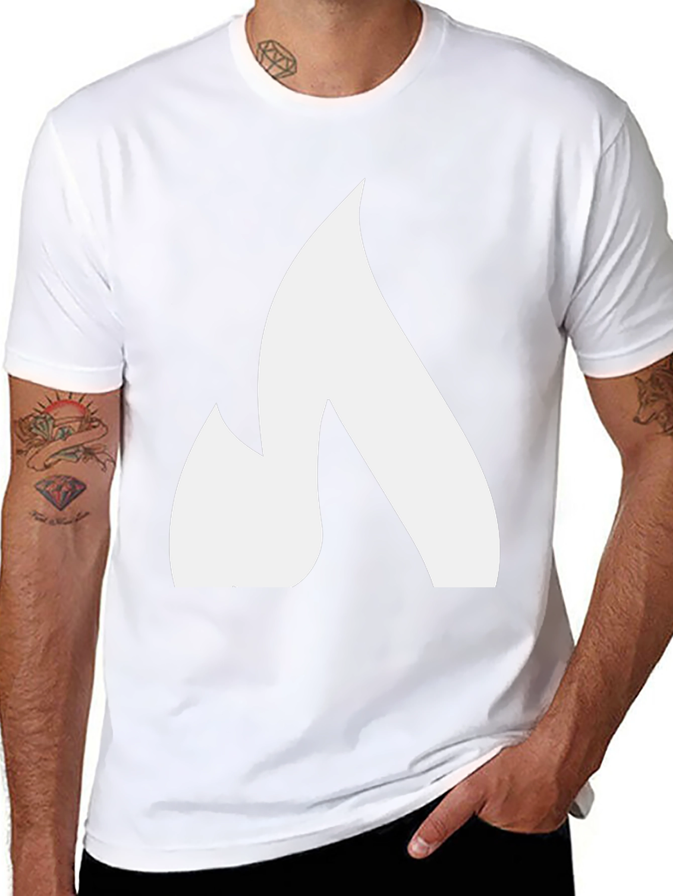 Bold White Flame Graphic Black T-Shirt