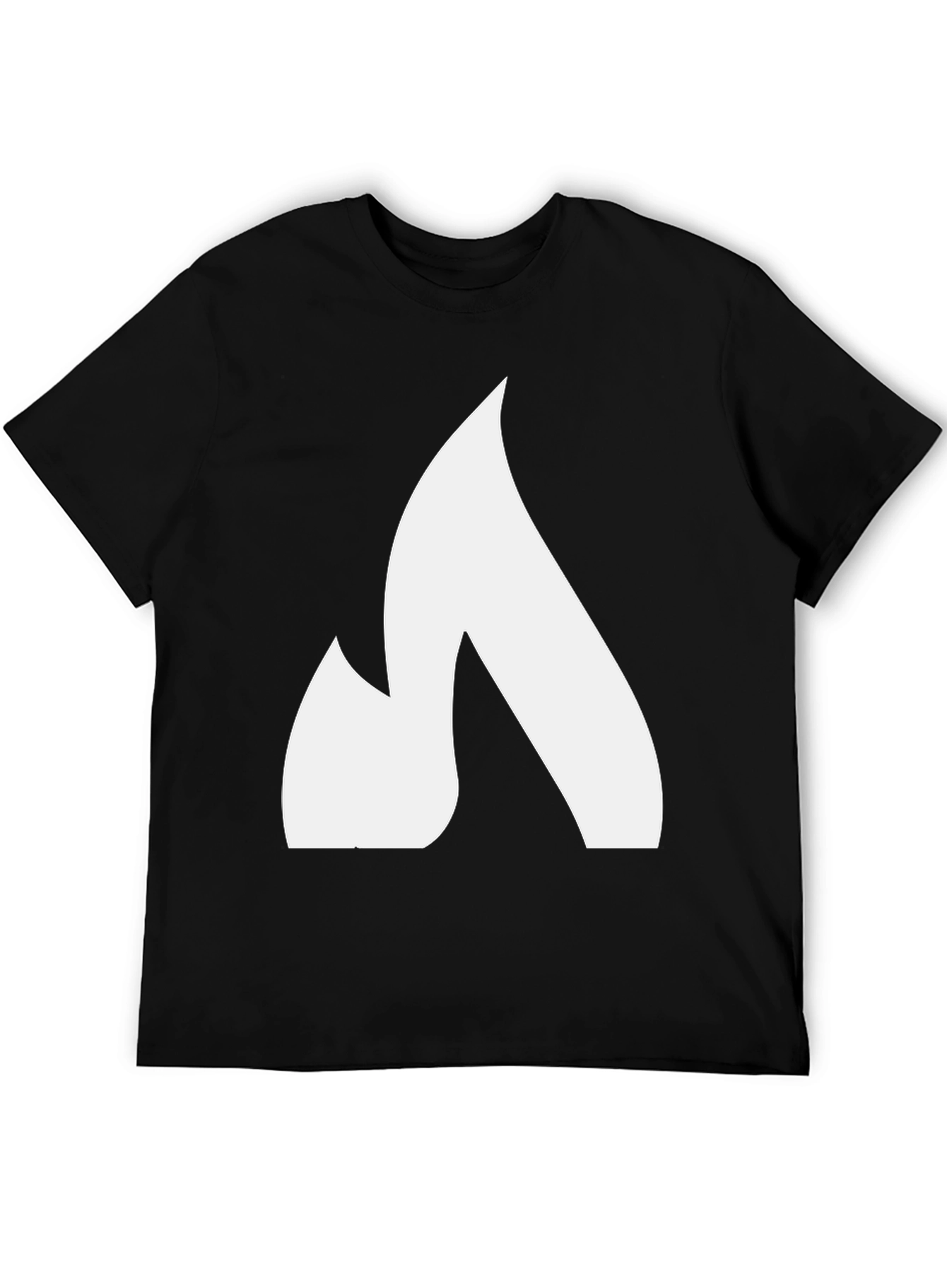 Bold White Flame Graphic Black T-Shirt