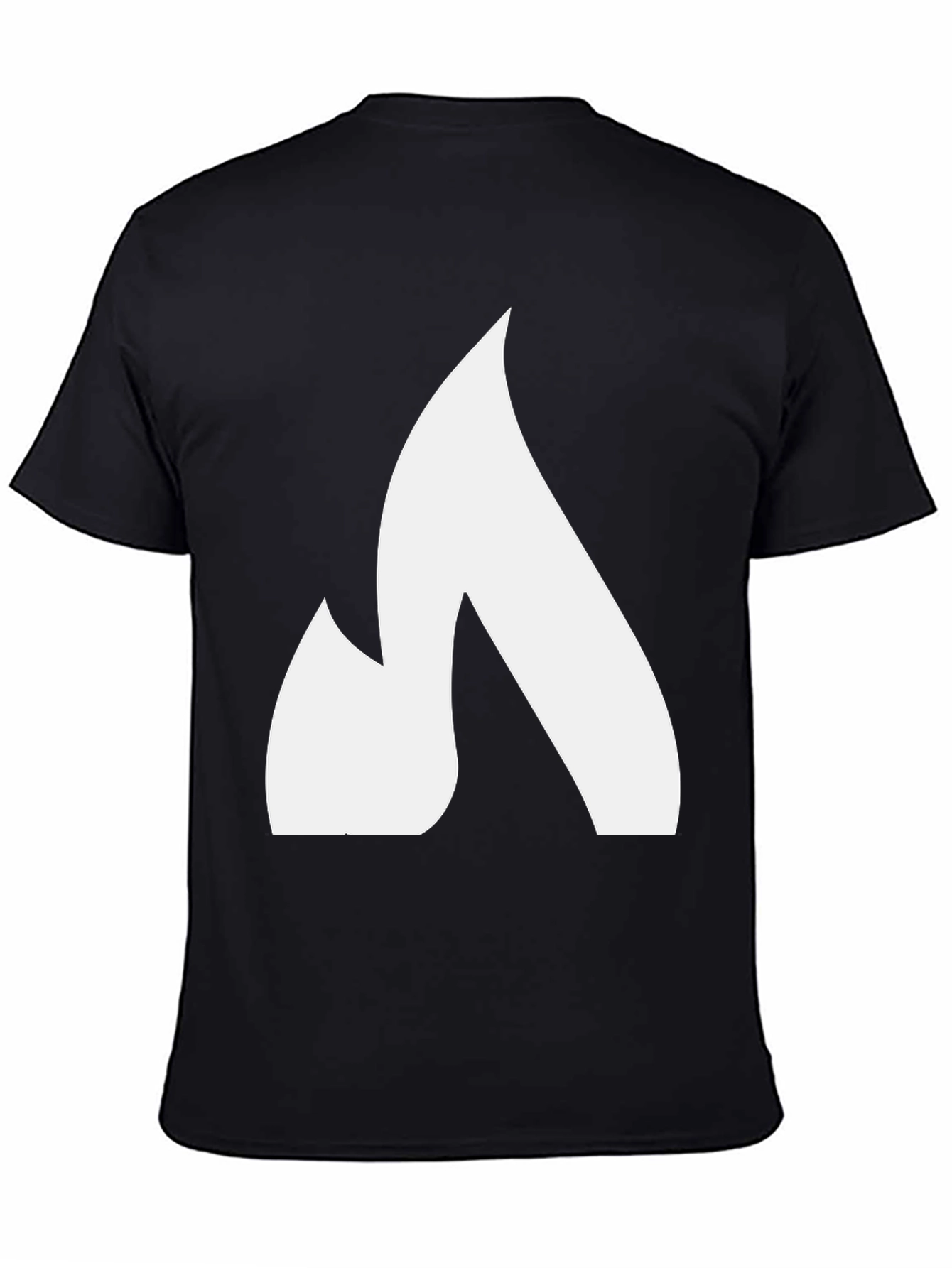 Bold White Flame Graphic Black T-Shirt