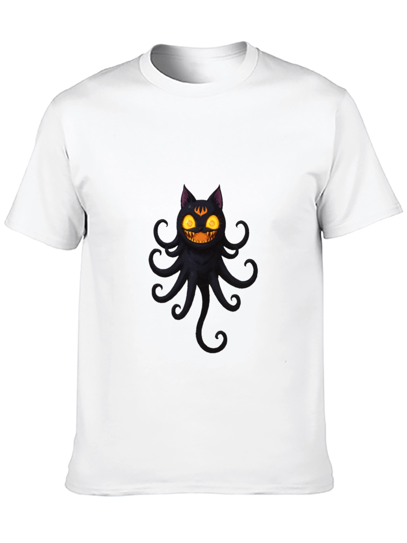 Spooky Cat Octopus Black T-Shirt