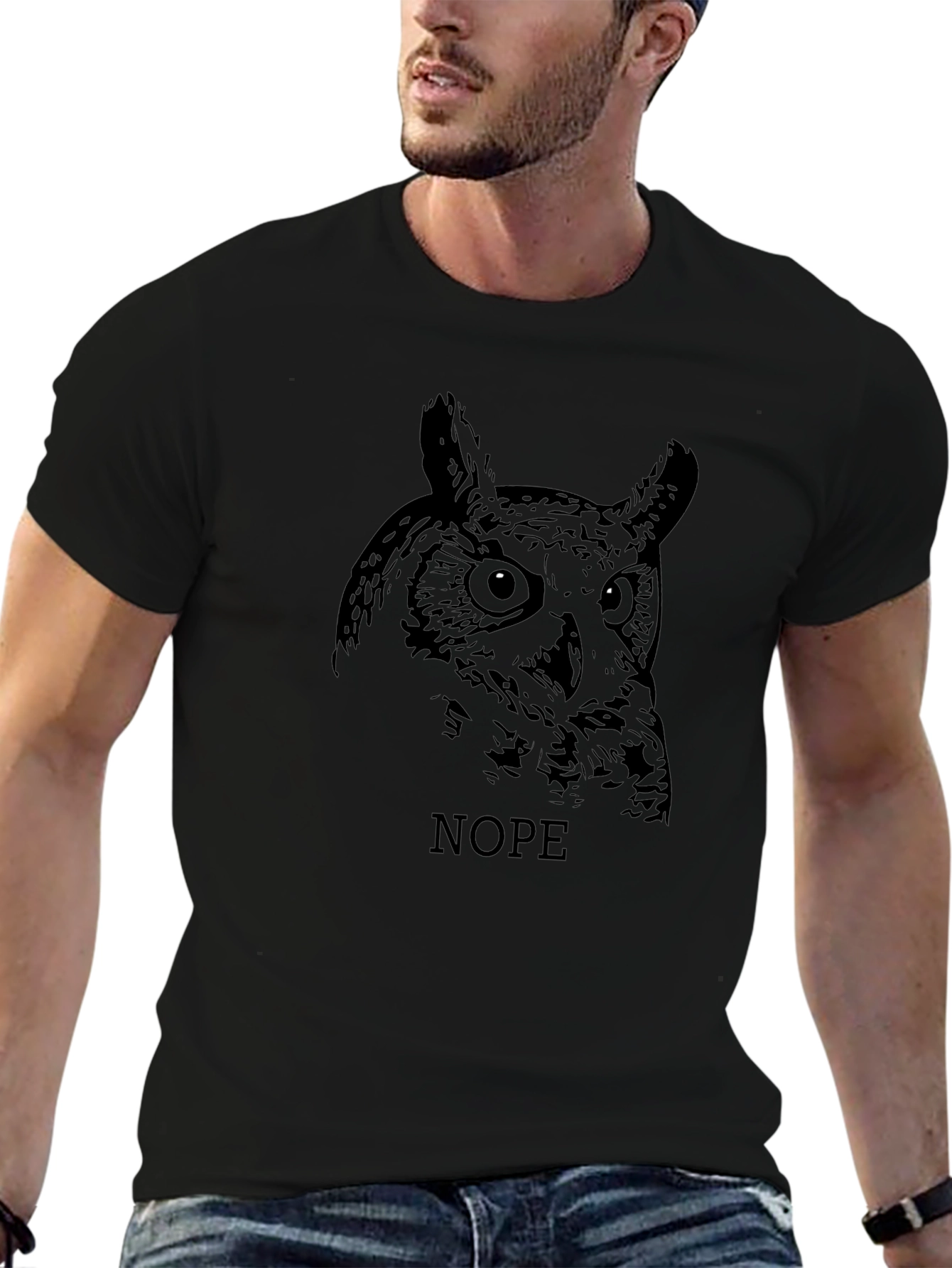 Owl Nope Graphic Tee - Mens Black T-Shirt