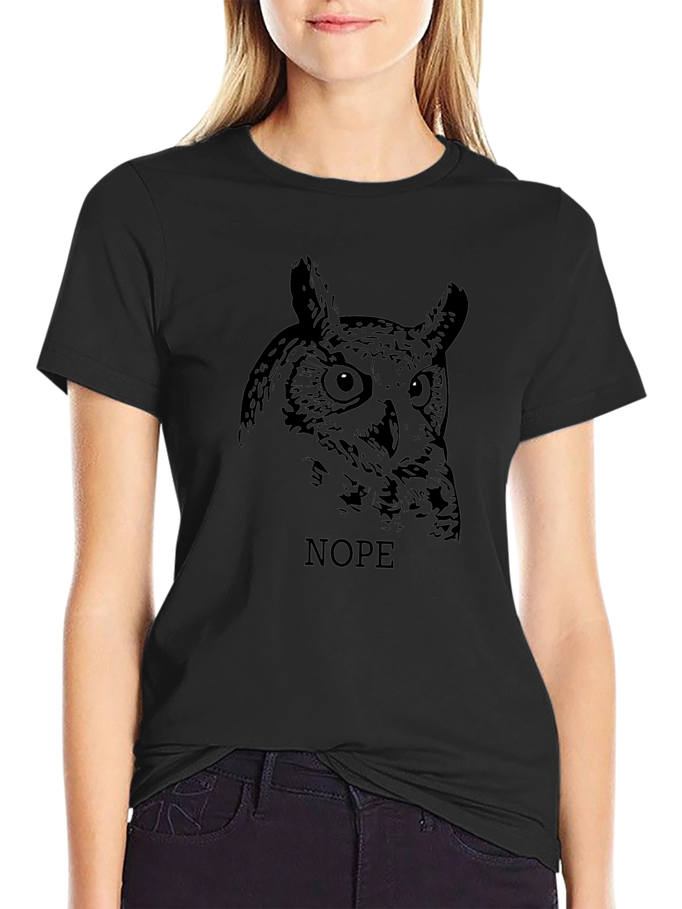 Owl Nope Graphic Tee - Mens Black T-Shirt