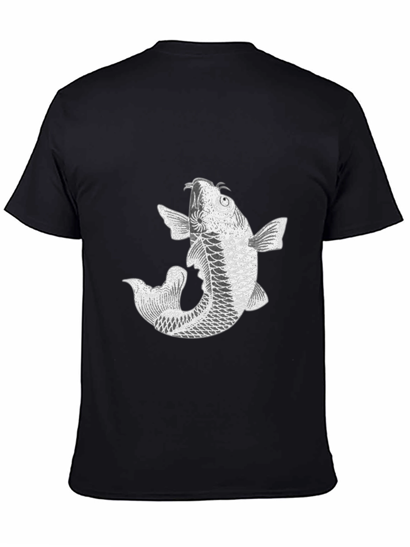 Koi Fish Graphic Tee - Black Cotton Blend