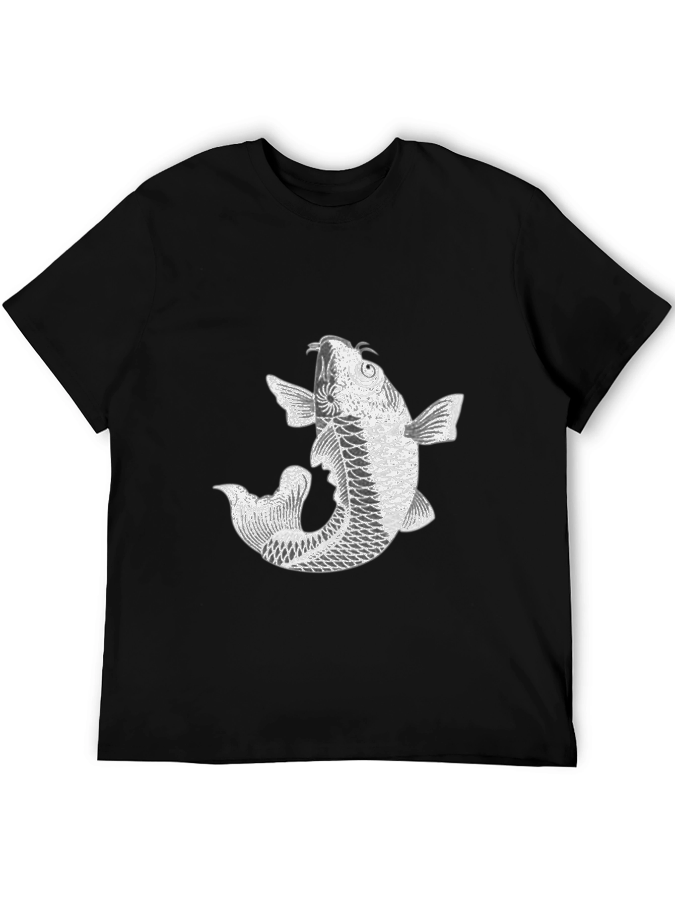 Koi Fish Graphic Tee - Black Cotton Blend