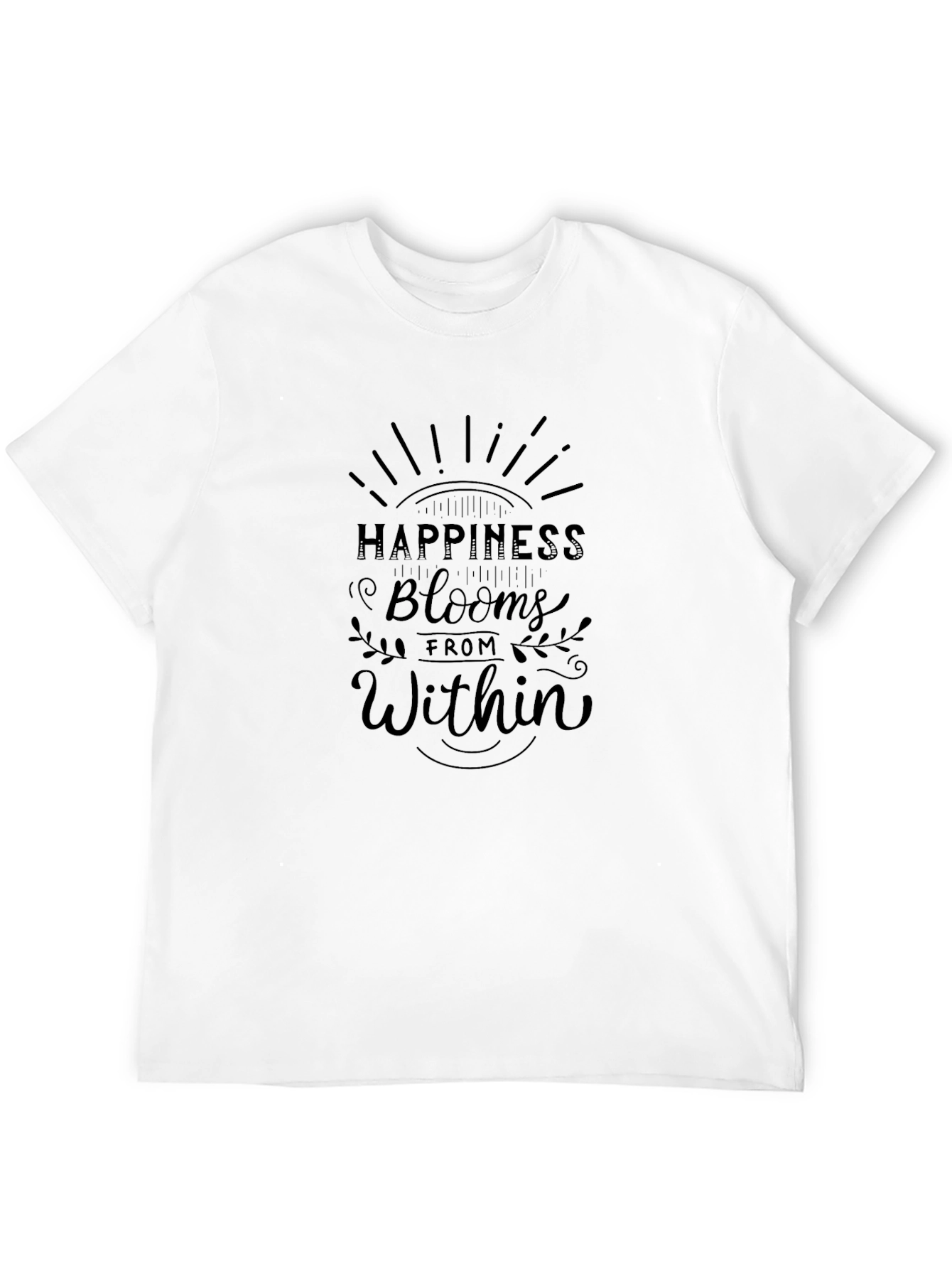 Happiness Blooms Within Black Graphic Tee