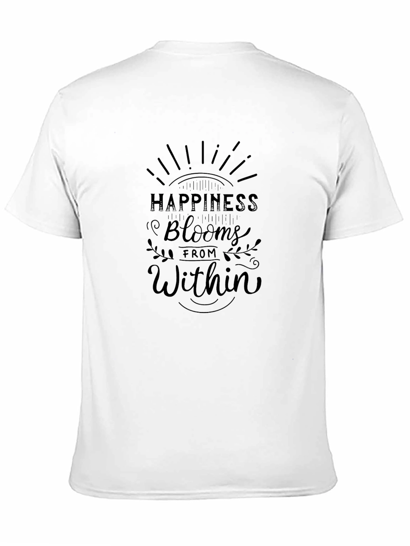 Happiness Blooms Within Black Graphic Tee