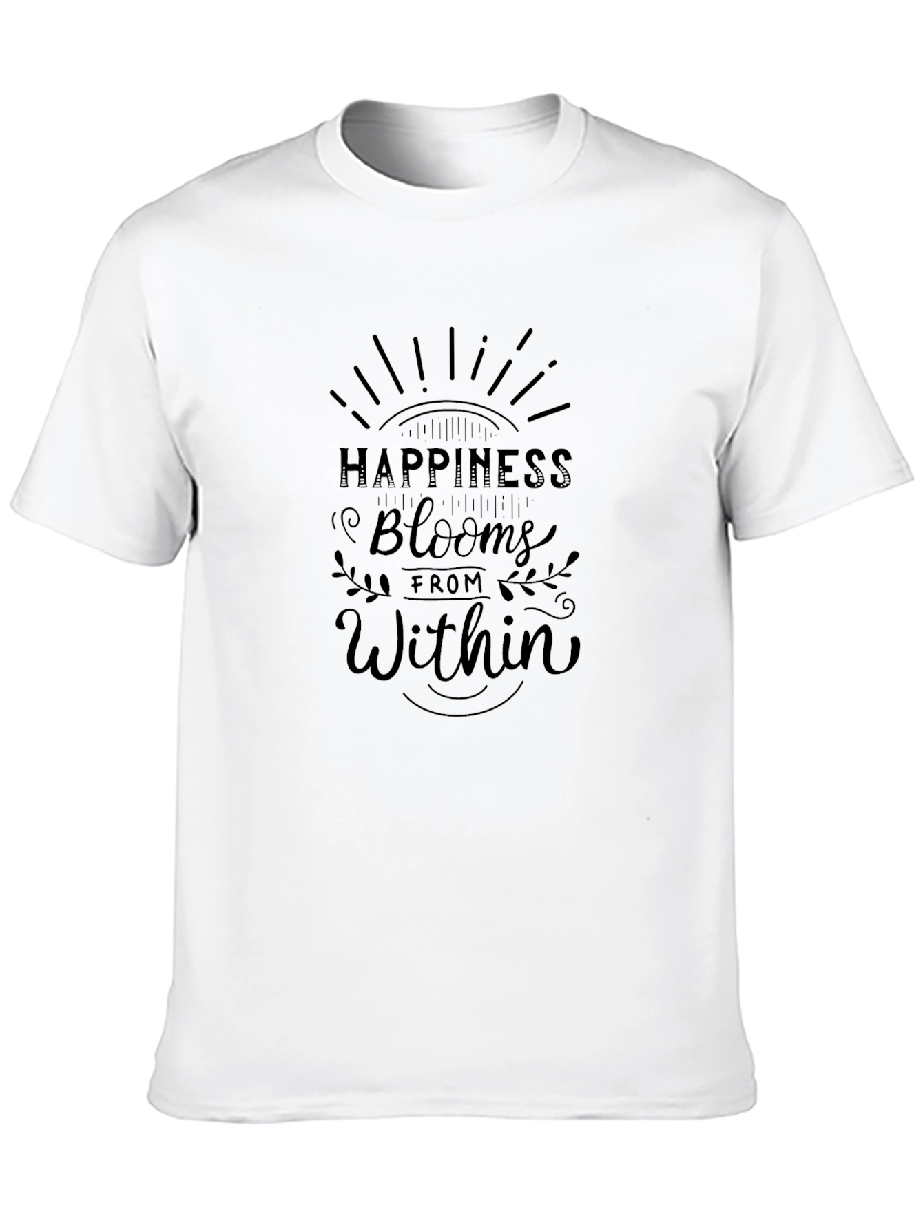 Happiness Blooms Within Black Graphic Tee