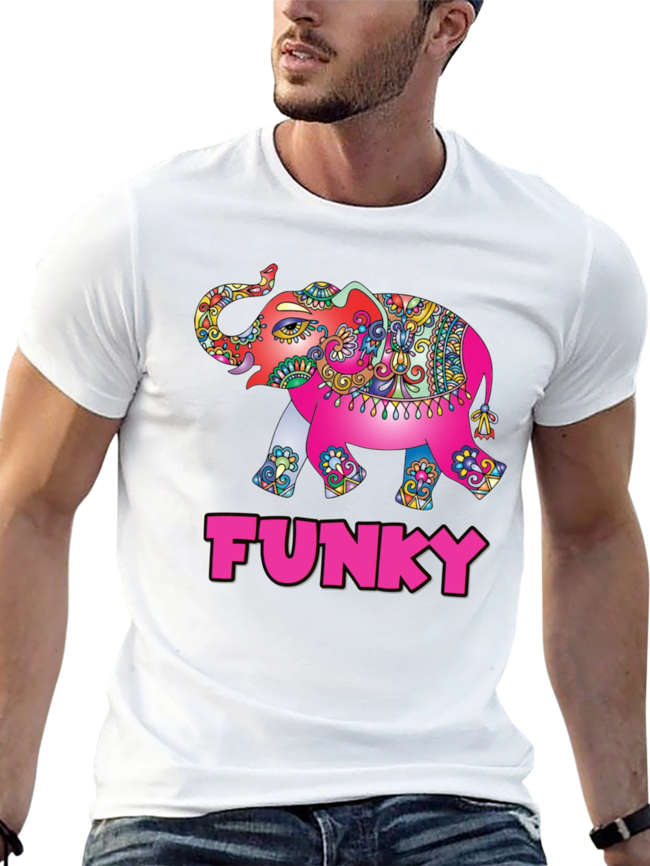 Funky Elephant Graphic Tee - Stylish Mens T-Shirt