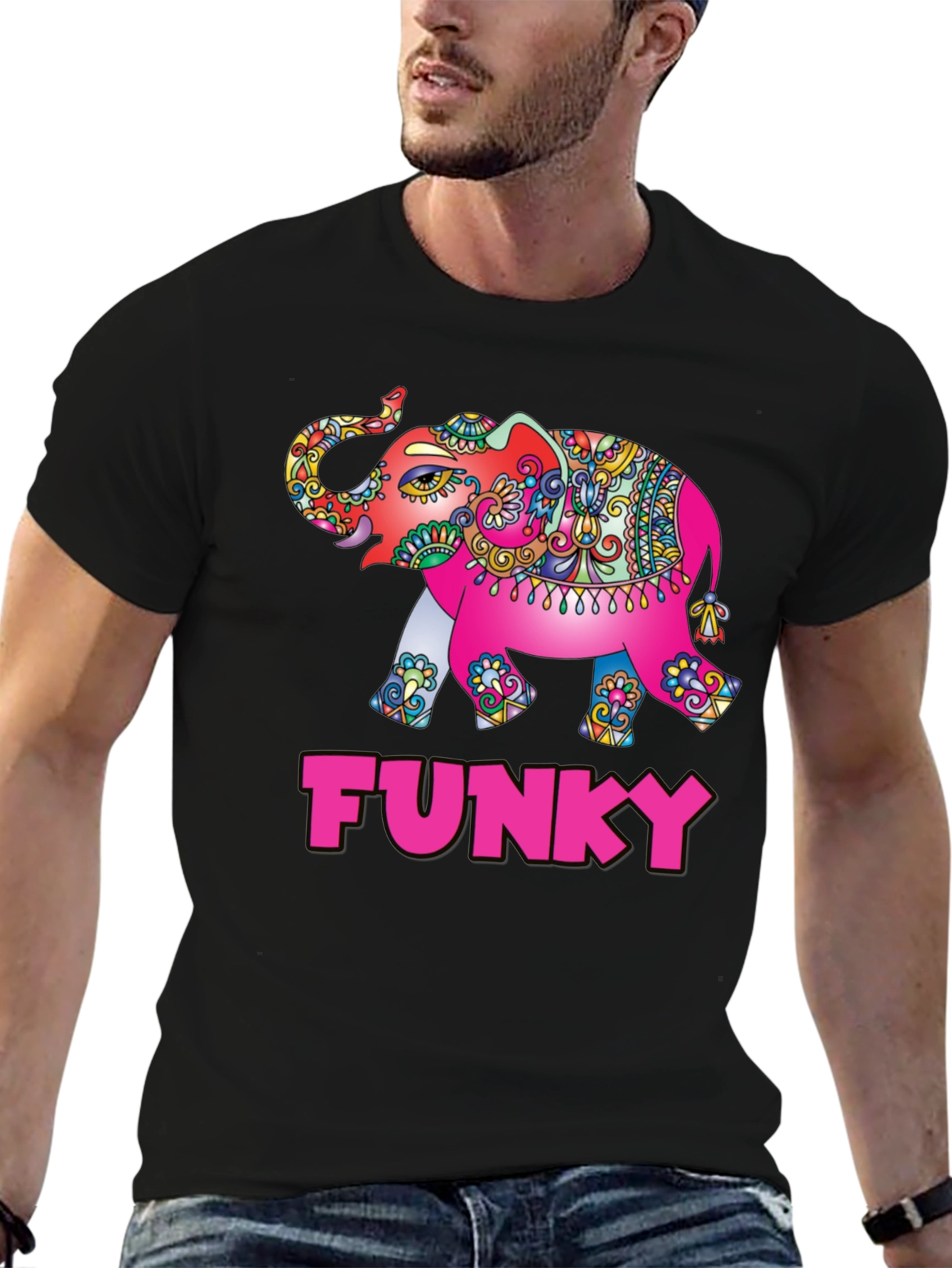 Funky Elephant Graphic Tee - Stylish Mens T-Shirt