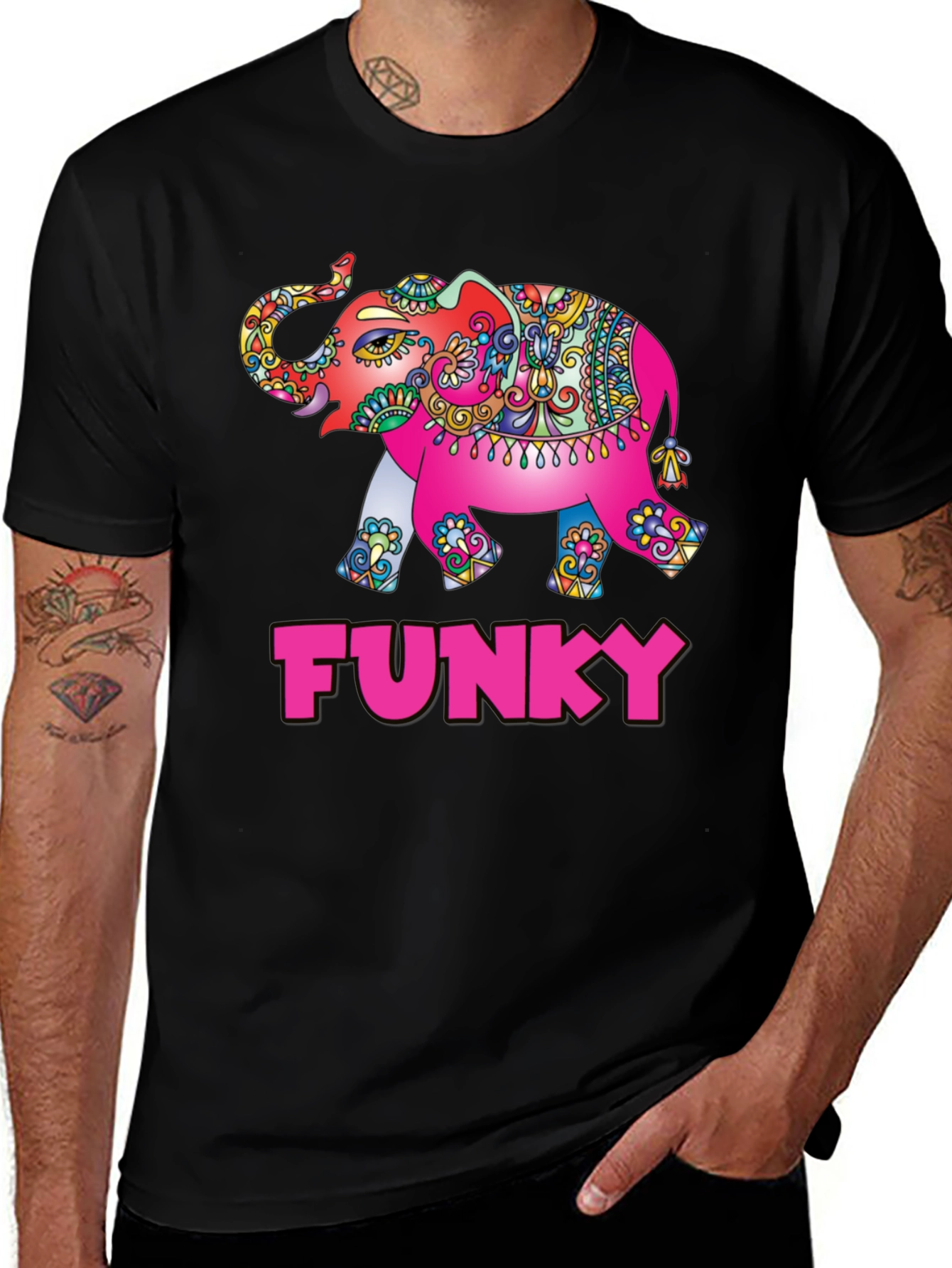 Funky Elephant Graphic Tee - Stylish Mens T-Shirt
