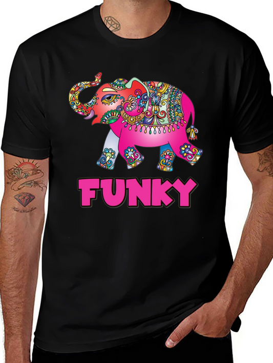 Funky Elephant Graphic Tee - Stylish Mens T-Shirt