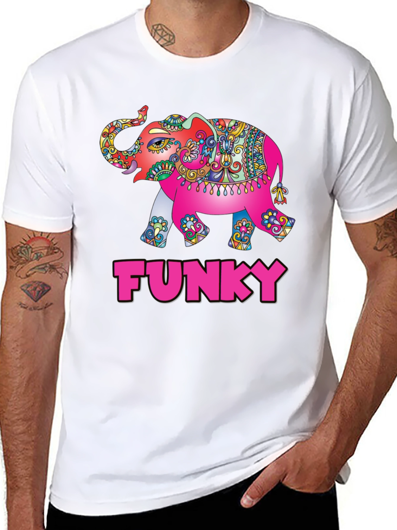 Funky Elephant Graphic Tee - Stylish Mens T-Shirt