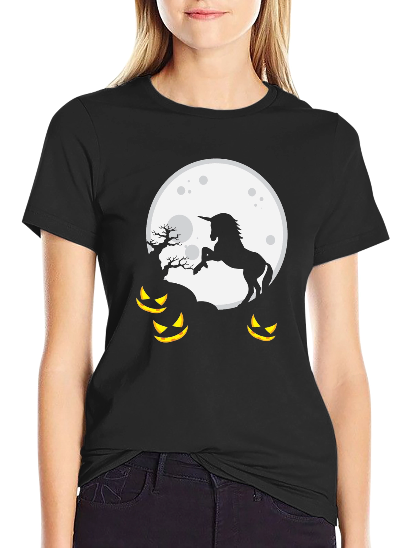 Unicorn Halloween Moon T-Shirt