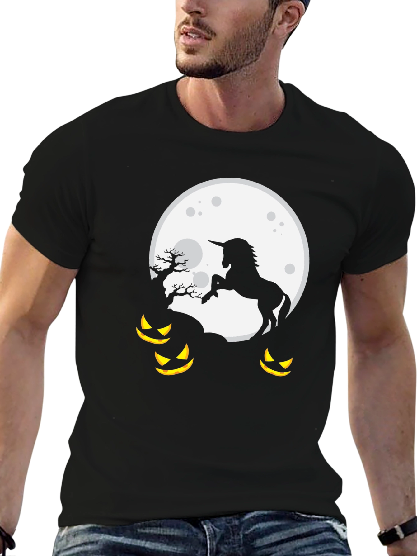 Unicorn Halloween Moon T-Shirt