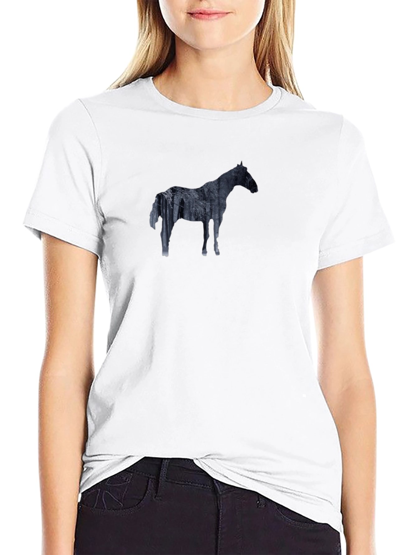 Horse Silhouette Graphic Tee - Black