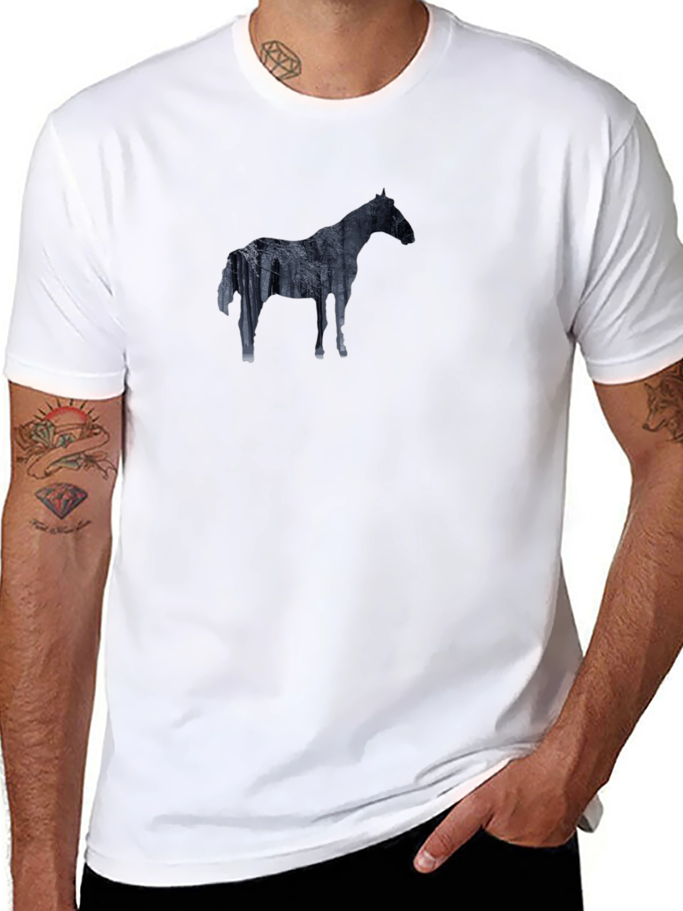Horse Silhouette Graphic Tee - Black