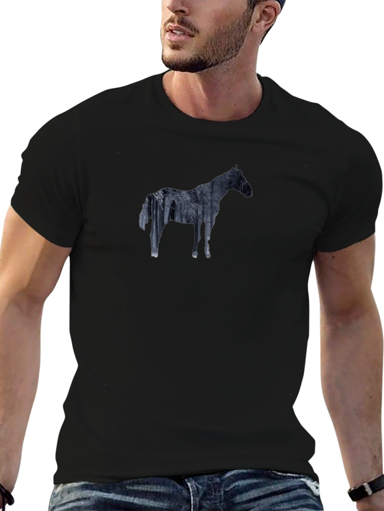Horse Silhouette Graphic Tee - Black