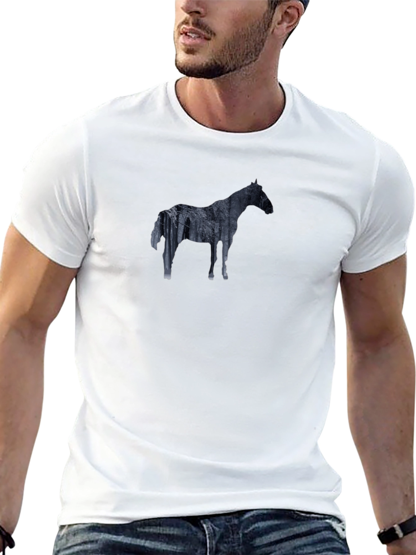 Horse Silhouette Graphic Tee - Black