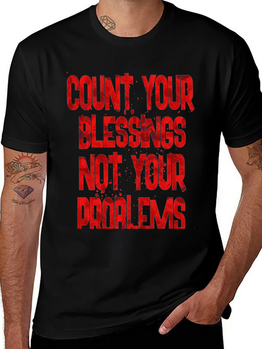 Count Your Blessings Graphic Tee - Motivational Black T-Shirt