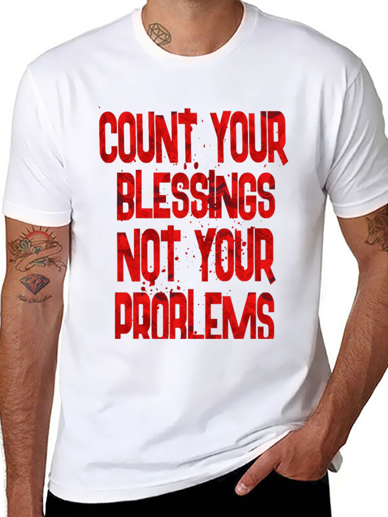 Count Your Blessings Graphic Tee - Motivational Black T-Shirt