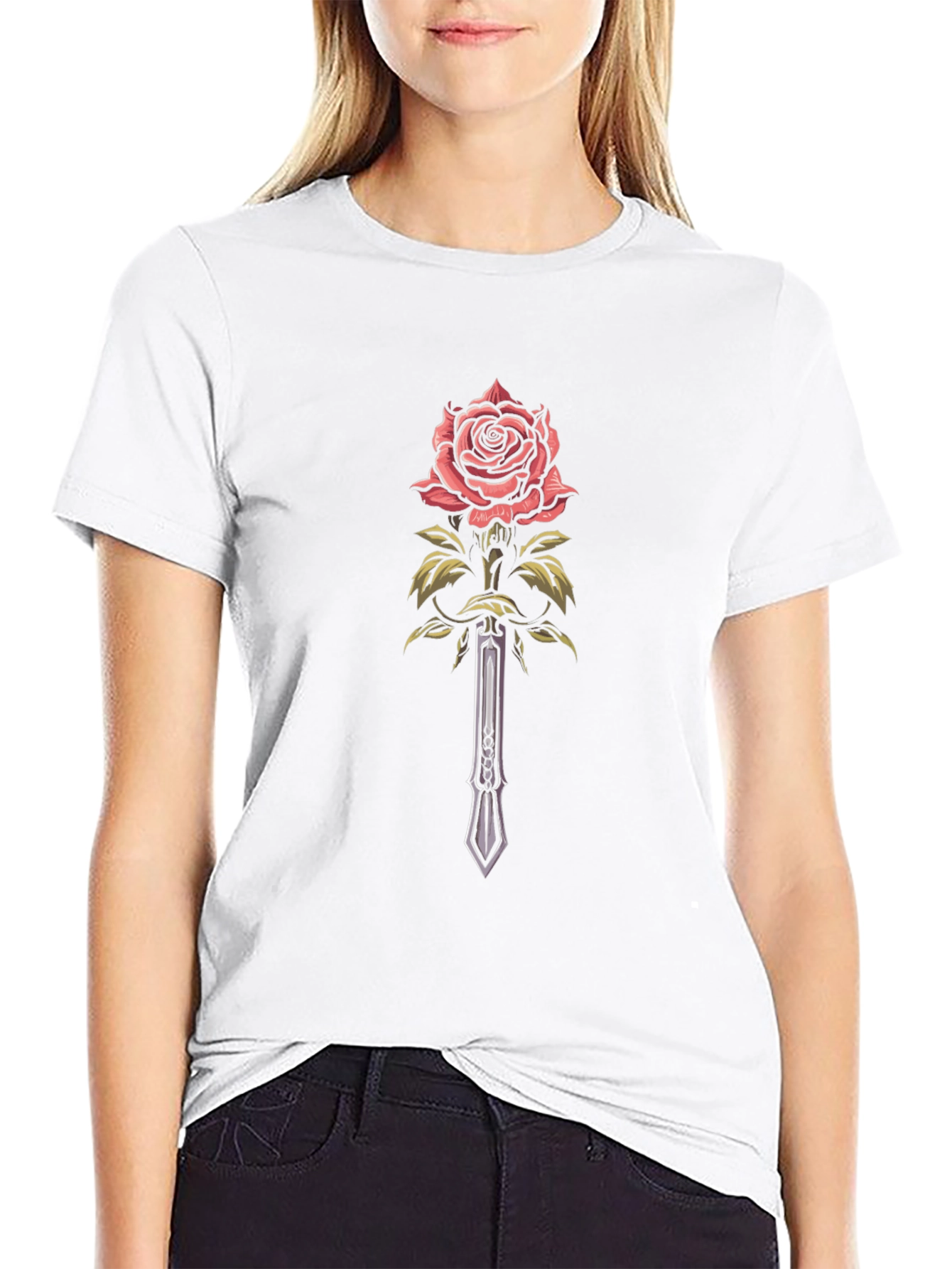 Rose & Sword Graphic Black T-Shirt