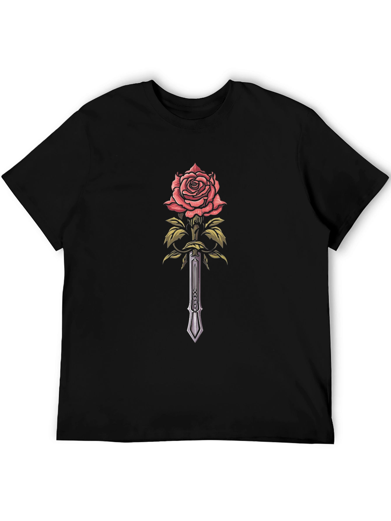 Rose & Sword Graphic Black T-Shirt