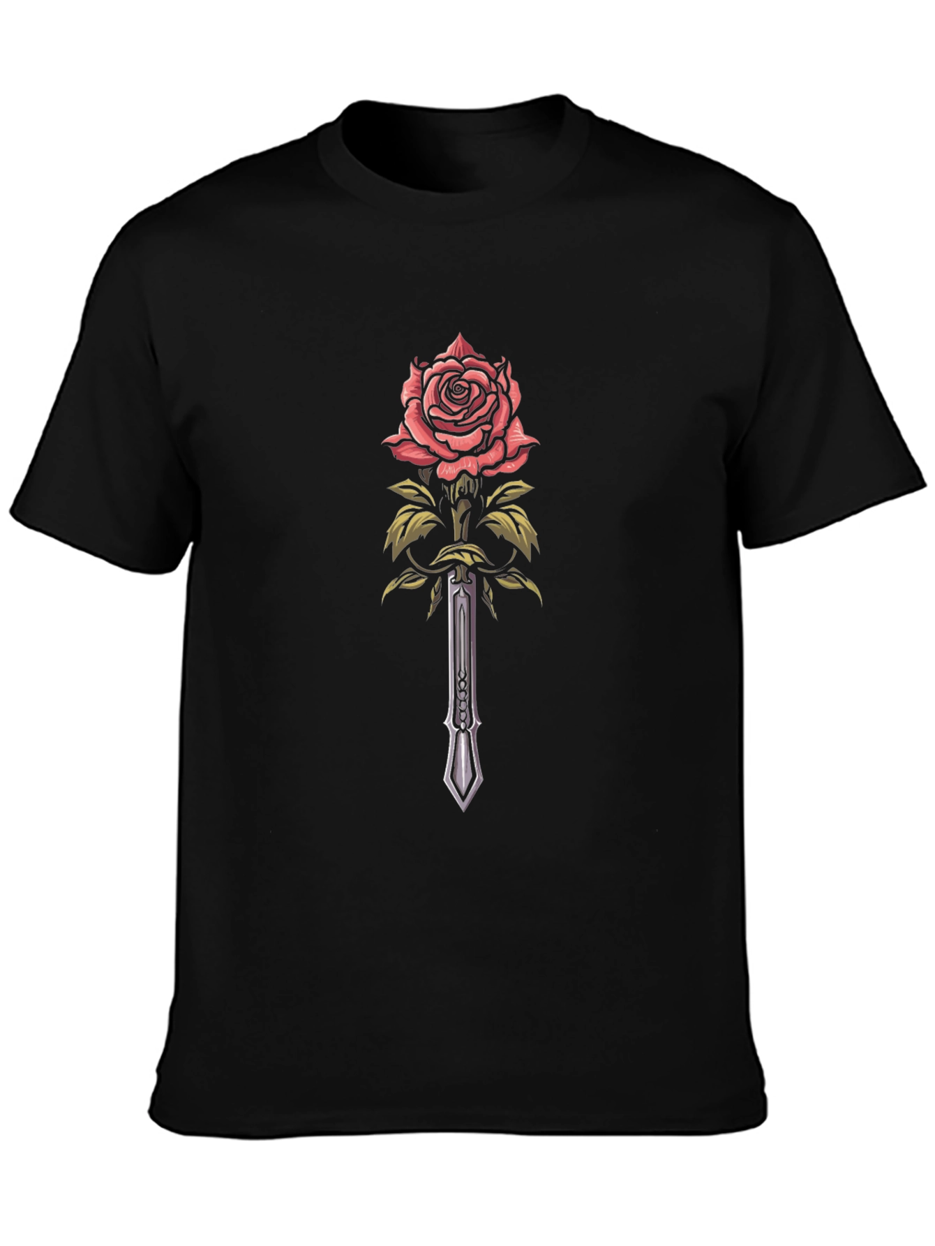Rose & Sword Graphic Black T-Shirt